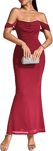Off Shoulder Ruched Zipper Back Bodycon Dress