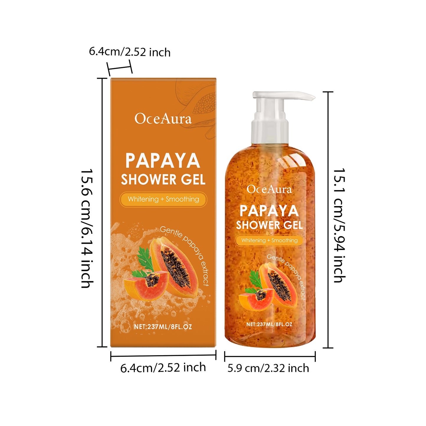 Papaya Shower Gel Whitening Smoothing Cleansing