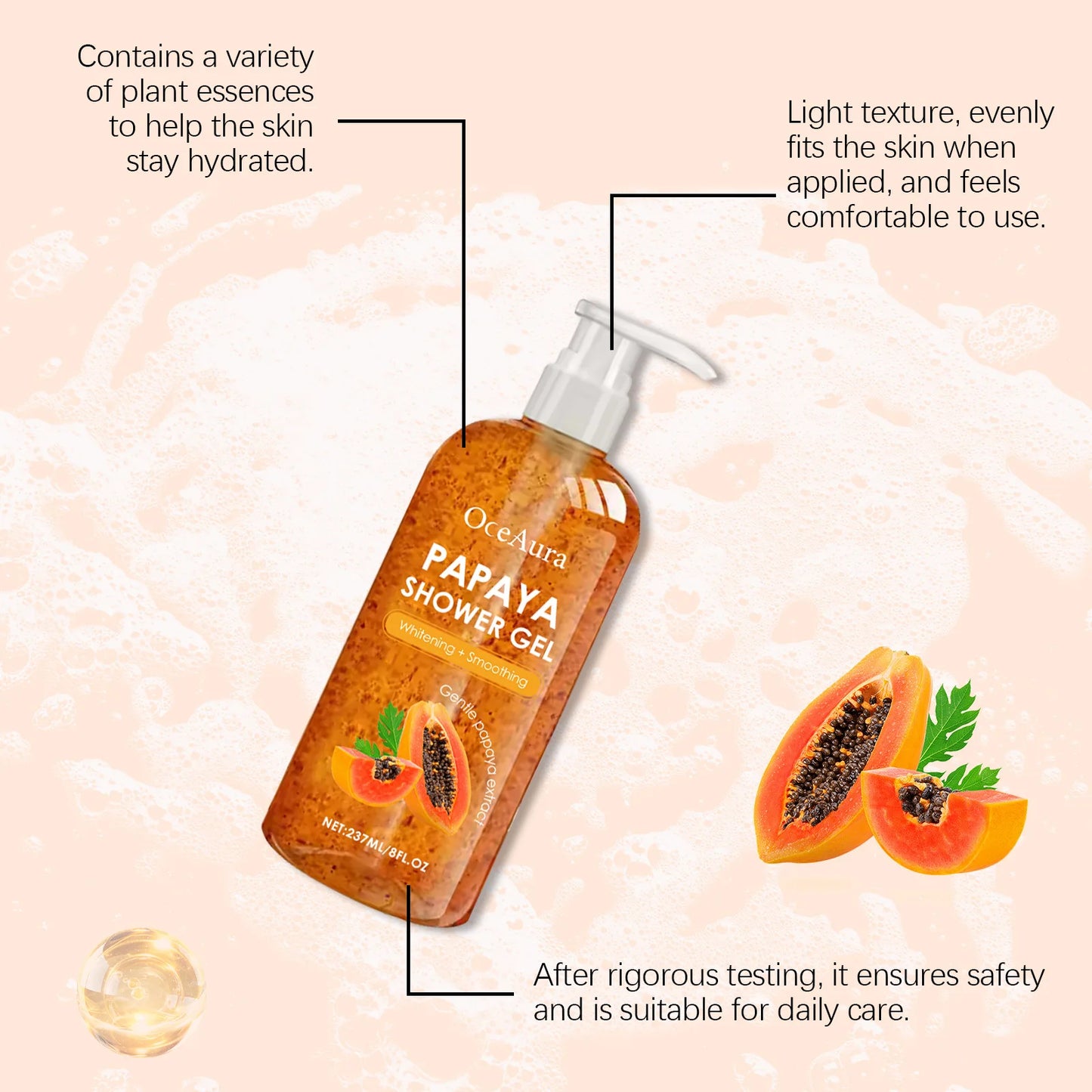 Papaya Shower Gel Whitening Smoothing Cleansing
